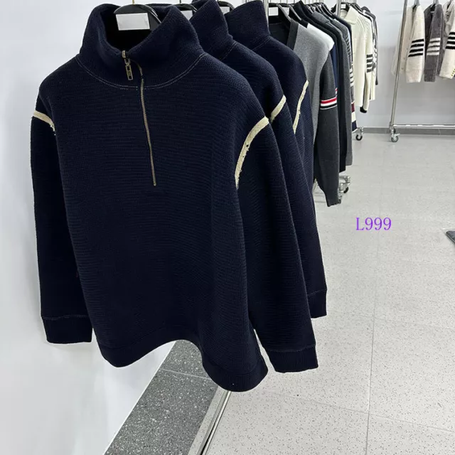 Thom Browne Women and Mens Autumn/Winter New Loose Half Zip Sweater Knit