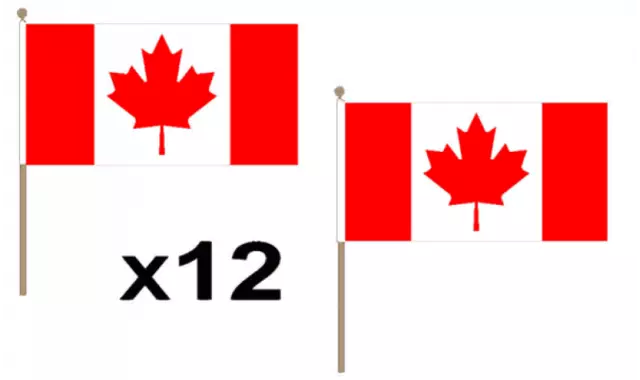 Pack Of 12 Canada Hand Flags 9 x 6" - Party Conferences Office Display