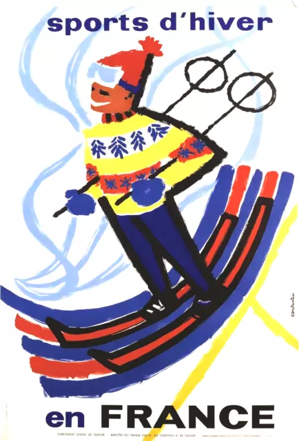 Affiche originale litho. sports d'hiver en France 40x60 cm
