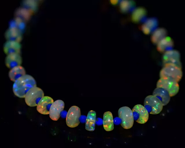 3-3.5mm Multi Fire Opal Natural Ethiopian Roundel Gemstone Beads Strand 16"