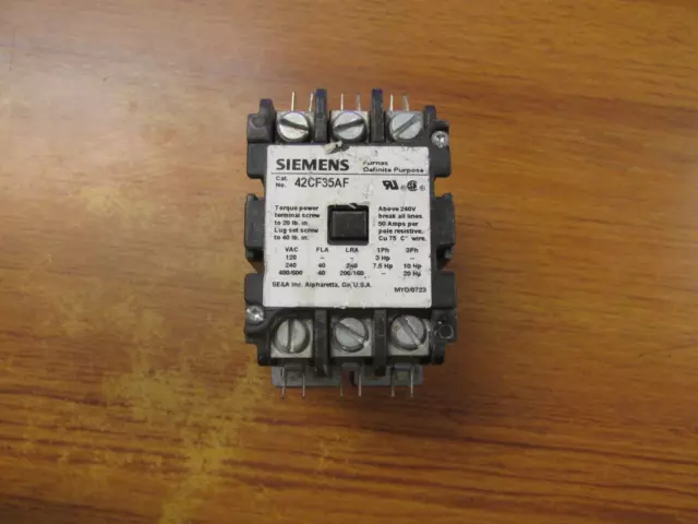 Siemens Definite Purpose Contactor Cat# 42CF35AF ...  VV-238