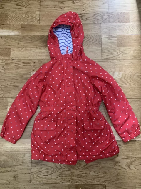 Gorgeous Mothercare Brand Girls Red Polka Dot Print Raincoat/mac - Aged 6-7yrs