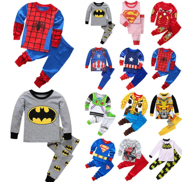 Toddler Boys Girls Superhero Spiderman Sleepwear Pyjamas Costume Fancy Set Gift