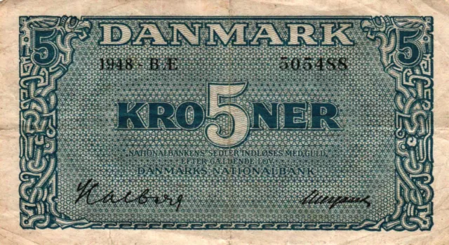 05 Denmark / Dänemark P35e 5 Kroner 1948