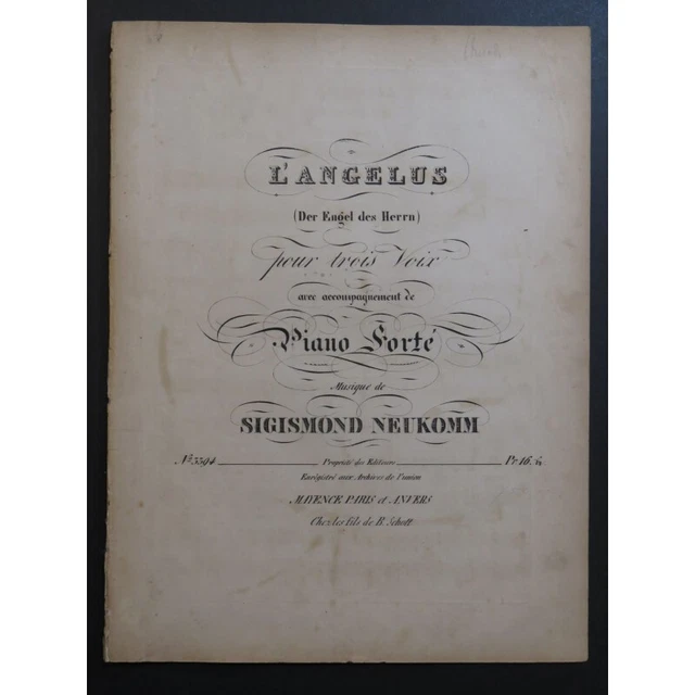 NEUKOMM Sigismond L'Angélus Chant Piano ca1840 2