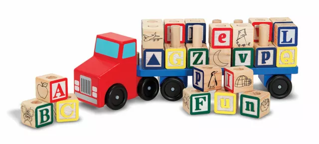 Melissa and Doug Classic Wooden Letters Alphabet Truck & Trailer Toy Ages 3+ NEW