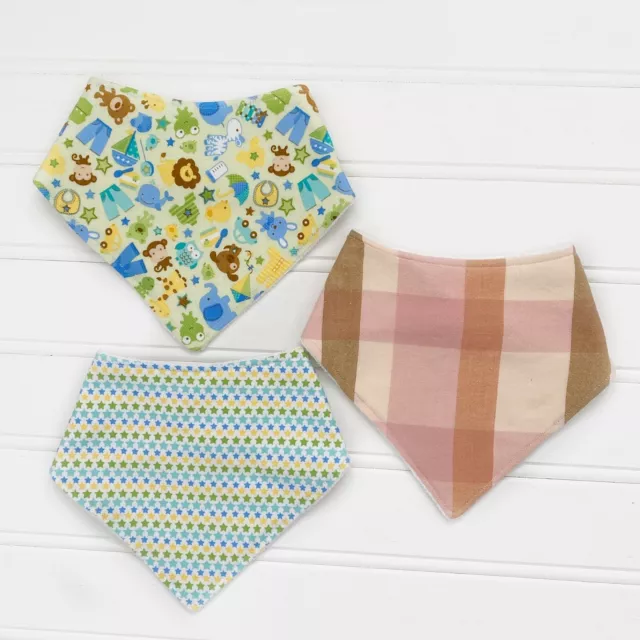 Dribble Bib Set 3 Baby Boy Bandana Triangle Handmade