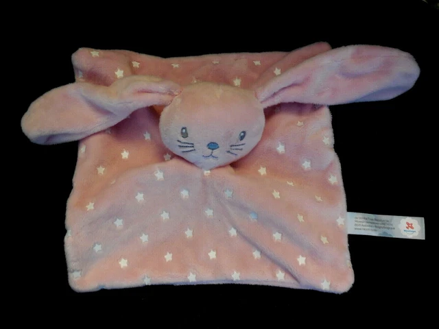 doudou plat carré lapin rose étoile blanche SIMBA TOYS NICOTOY PAT RIPATON