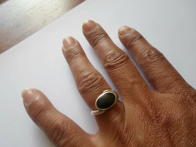Bague Tête De Serpent Argent Massif - Pierre Carrée Orange - Taille 52 - Occasion