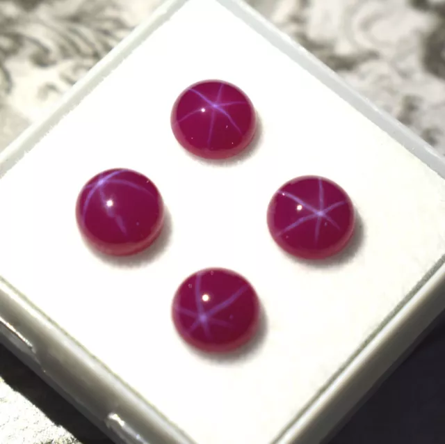 Natural Beautiful Rare Star Ruby 5.4 Ct 4 Pieces Certified Cabochon Gemstone