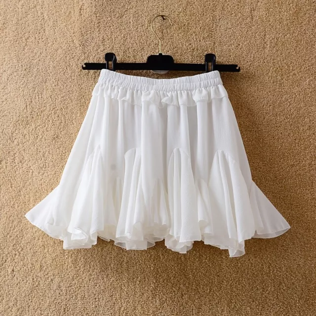 Ladies Ruffles Skirt Petticoat Pleated Frill Chiffon Underskirt Half Slip Mini