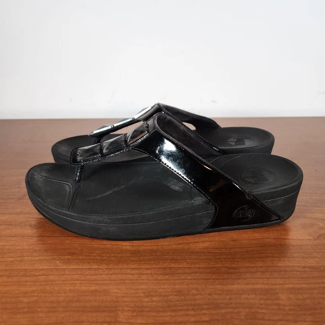 Fitflop Womens Pietra Black Comfort Strap Sandals Shoes Platform Size 11