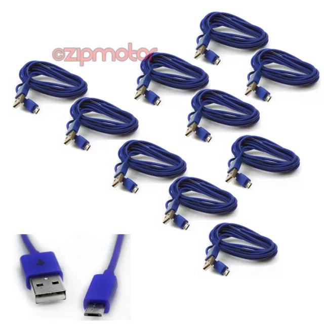 10X 10Ft Micro Usb Sync Power Charger Cable Blue For Galaxy S4 Siii Note 2