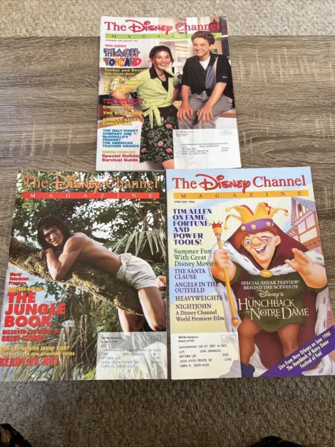 The Disney Channel Magazine - Lot Of 3 Issues 1996 - The Jungle Book, Hunchback