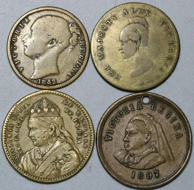 1800s Victoria Great Britain 4 Reign Commemorative Medals Coins (23122503R)