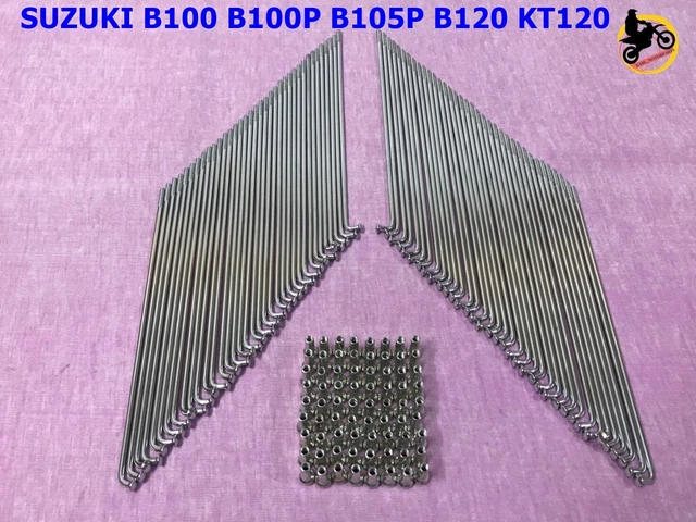 SUZUKI B100 B100P B105P B120 KT120 FRONT & REAR Chrome Spoke Set 72Pcs.*nan3855*