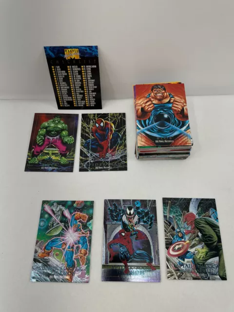 1992 Skybox Marvel Masterpieces Full Base, 3 Battle Spectra cards, and 2 promos