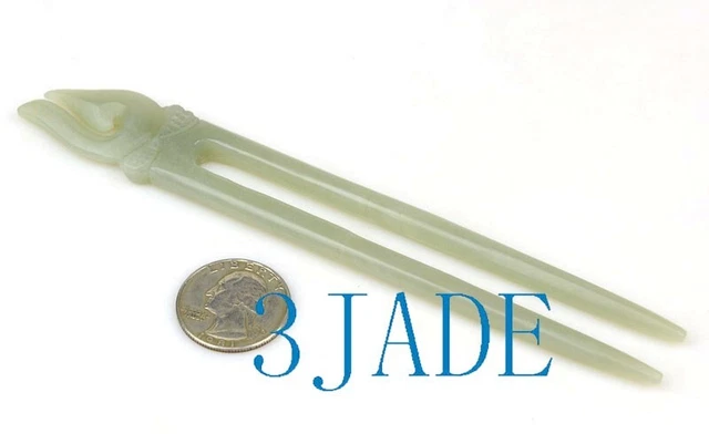 Two Prong Jade Maori Fish Hook Design Hair Stick /Comb/Fork /Hairpin certificate