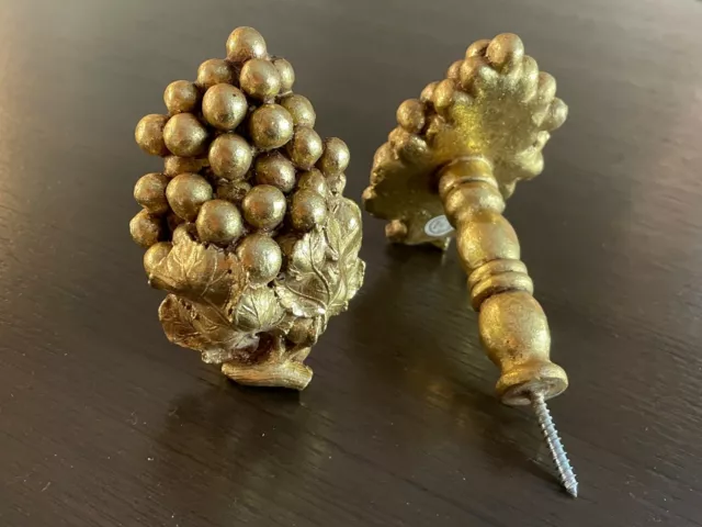 Decorative Curtain Holdbacks Tiebacks Set Of 2 Gold Grapes W/Leaves