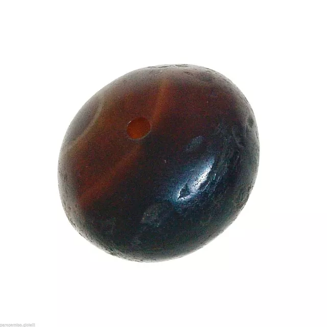 (0493) Flat Banded Agate Bead from China-Tibet.   中国平板带状玛瑙珠