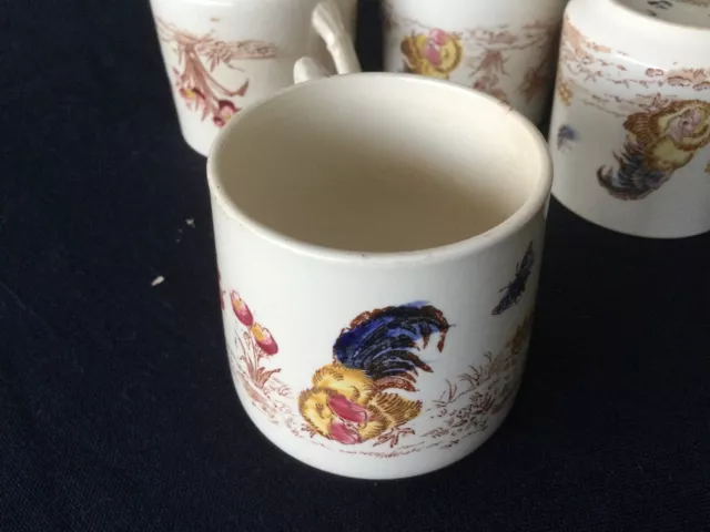 5 Anciennes Tasses Digoin Sarreguemines modèle Les Coqs