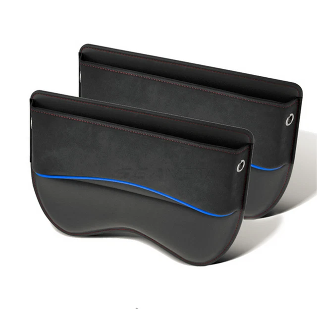 Car Seat Crevice Gap Storage Box Filler Seat Side Gadget Organizers Leather 2Pcs