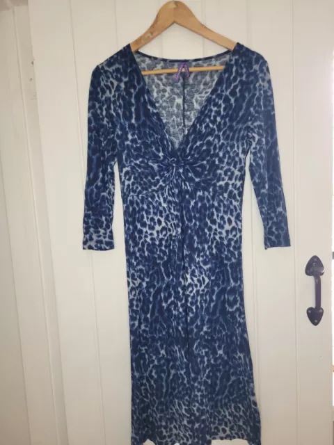 seraphine maternity Dress Blue leopard print Long Sleeve Size 8