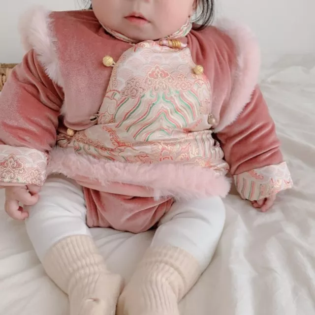 Bébé Fille Gilet Chinois Neuf An Nouveau Né Enfant sans Manche Manteau Chaud