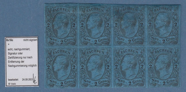 Sachsen 1855 König Johann 2Ngr Mi.-Nr. 10c Achterblock ungebraucht (*)