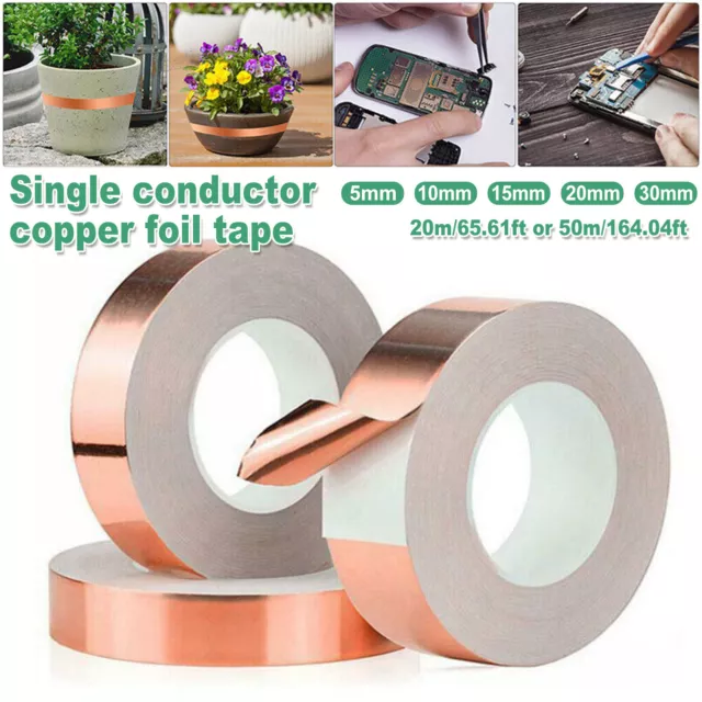 50M Adhesive Conductive Copper Slug Foil Tape Repellent Guitar Pickup EMI Shield