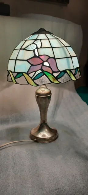 Tiffany Style Original Table Lamp Silver 800 Base