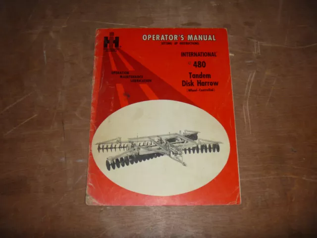 International Harvester 480 Tandem Disk Harrow Wheel Operator Maintenance Manual