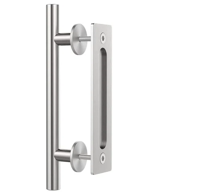 Stainless Steel Sliding Barn Door Handle Pull and Flush Hardware Set, 8/9''