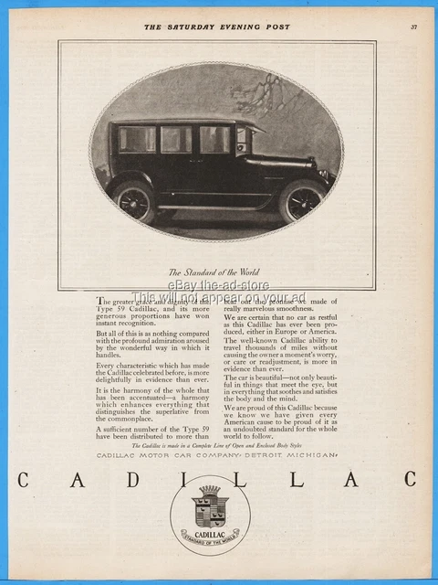 1920 Cadillac Motor Car Co Type 59 The Standard of the World General Motors Ad