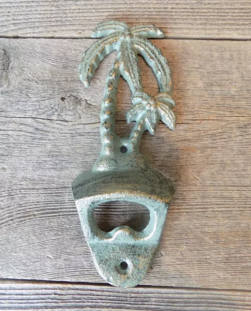 Cast Iron PALM TREE Beer Soda Bottle Opener Beach Nautical Tiki Bar Wall Mounted