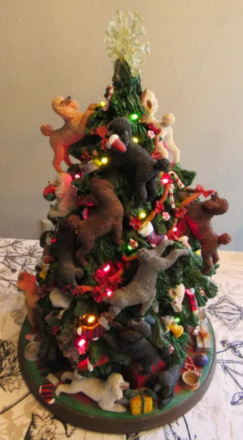 Danbury Mint POODLE Dogs CHRISTMAS TREE Lighted with Top Star Retired Works!