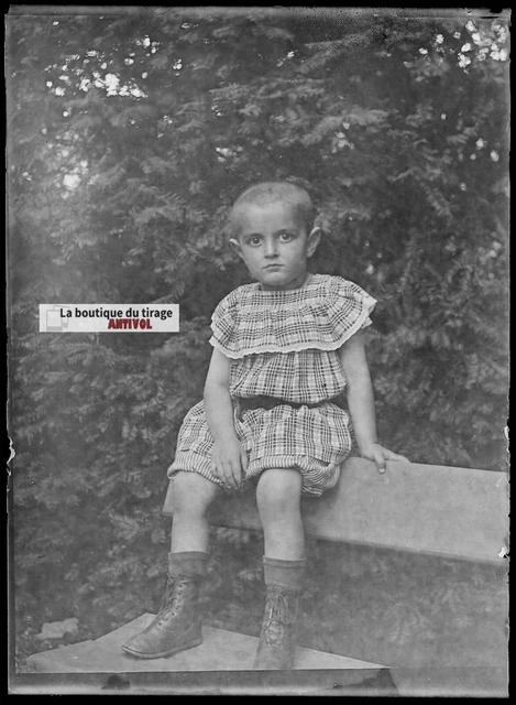 Bidart camping, Plaque verre photo ancienne, négatif noir & blanc 10x15
