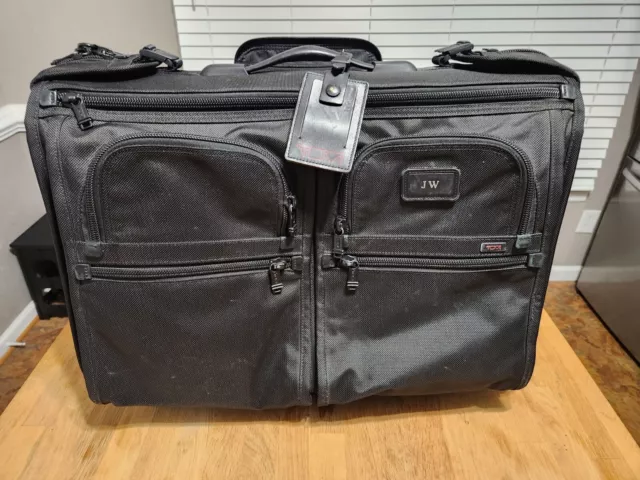 TUMI classic Alpha 2 wheel black carry-on garment bag luggage in good condition