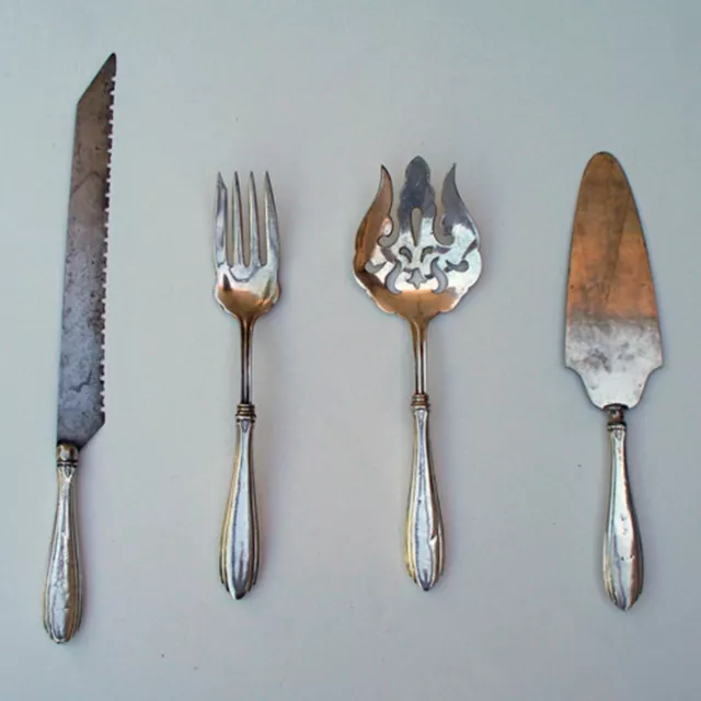 4 WEBSTER Sterling Silver SERVING SET FLATWARE 2 Forks Pie Server Knife