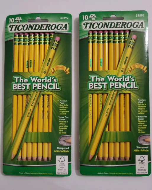 NEW 2 Packs Ticonderoga Pre Sharpened #2 HB Pencil 10 Counts. FAST Shipping