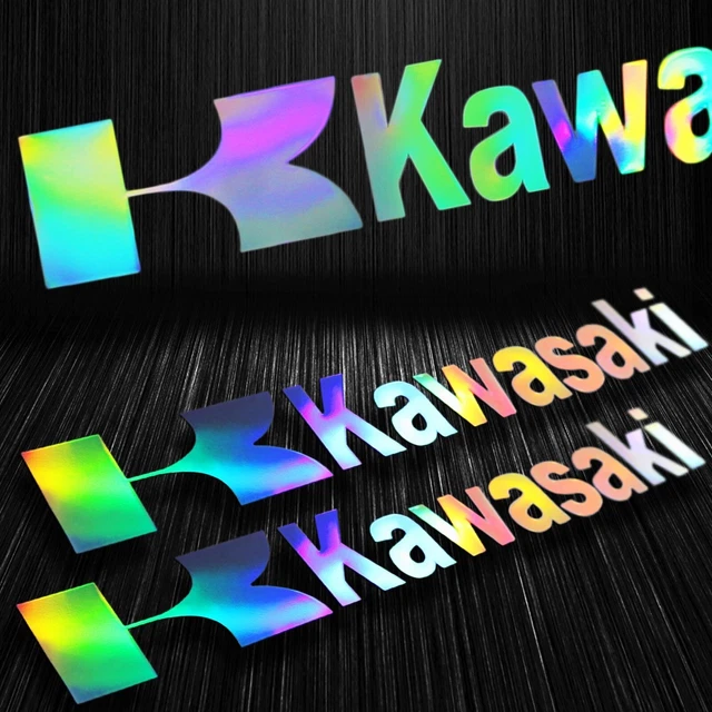 x2 8" "Laser" Fuel Gas Tank Fender Decal Logo Vinyl Sticker Kawasaki Neo Chrome