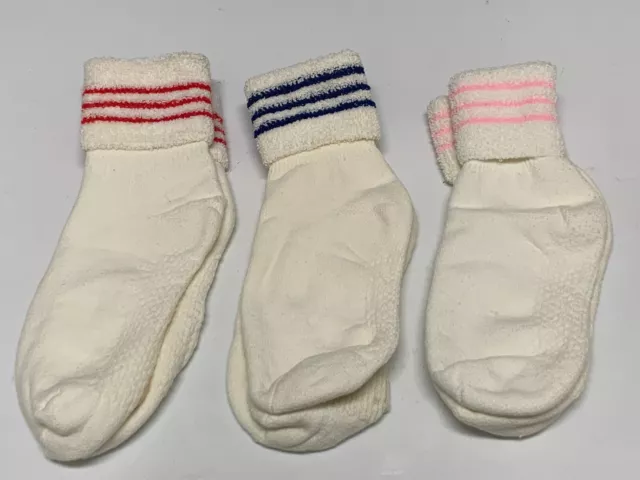 Vintage Women's 80's  terry cuff socks 3 Pairs with vent bottoms