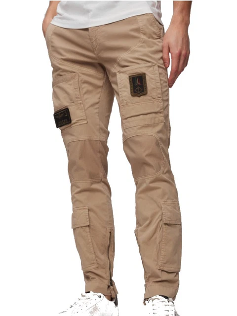 PANTALONE AERONAUTICA MILITARE Uomo Anti-G Beige Patches tg 54 B4