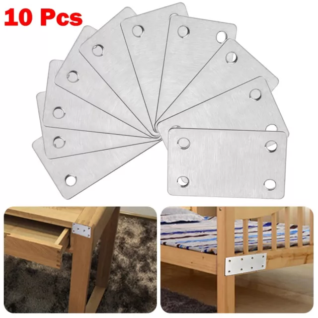 Lot de 10 plaques de réparation en acier inoxydable ton argent pour support de