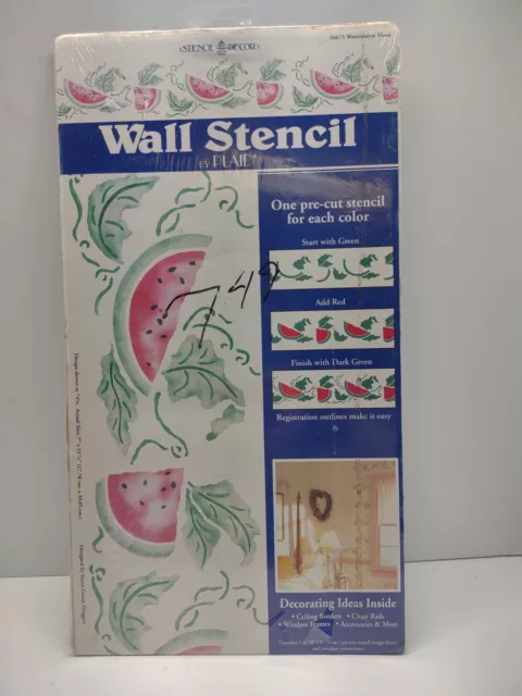 Plantilla de pared sandía vides a cuadros plantilla decoración + arte popular cepillo de un golpe