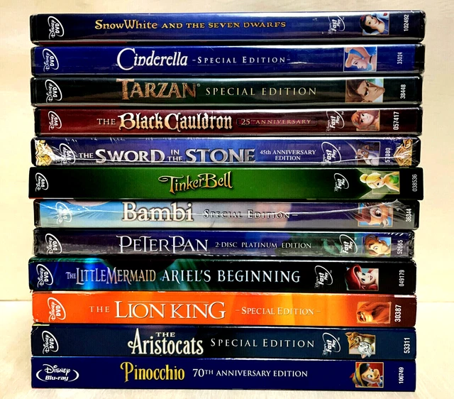 12 NEW Walt Disney DVDs Lot Cinderella Snow White Bambi Pinocchio Lion King READ