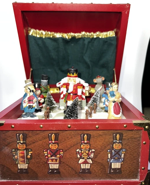VINTAGE WOODEN MUSIC Box Drummer Boy Plays Toyland Christmas Holiday