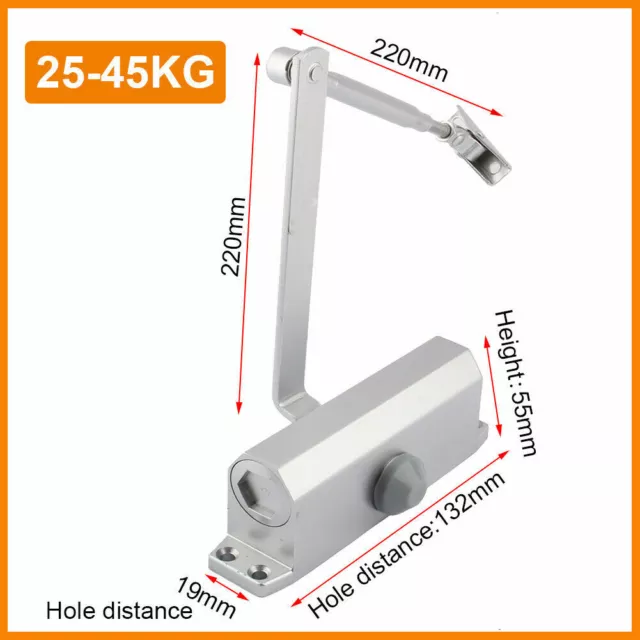 25-80KG Automatic Fire Rated Adjustable Home Door Closer Hold Open Overhead Hot 2