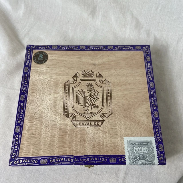 Wooden Cigar Box DESVALIDO LONSDALE Rooster Dapper EMPTY Stash Storage