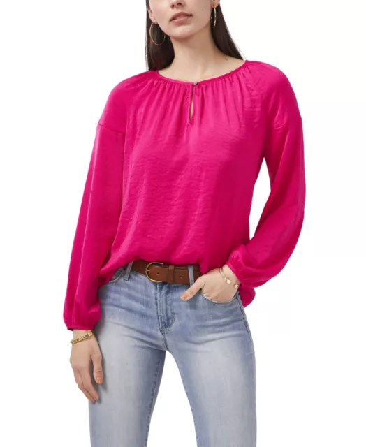 MSRP $79 Vince Camuto Petite Rumpled Keyhole Top Pink Size